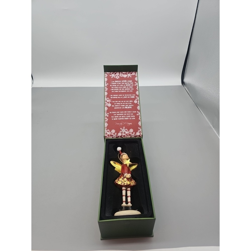 Santa's Wish Angel 6.5" Christmas Ornament With Base Original Box Books Are‎ Fun